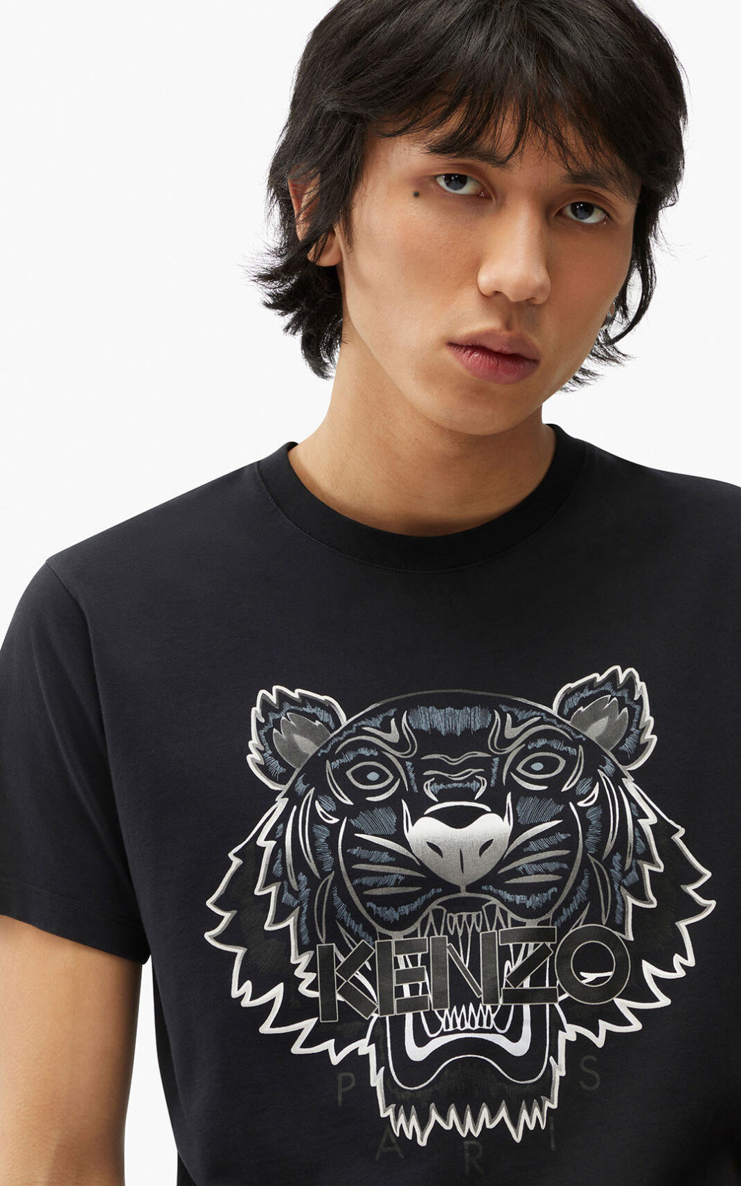 Kenzo Gradient Tiger Camisetas Hombre Negras | 3201798-HF